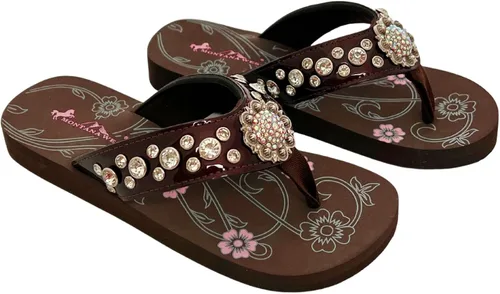 Vista 2 de Montana West - Sandalias brillantes para mujer, diseño floral