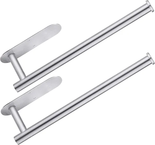 Vista 12 de CUXIXA Paquete de 2 soportes para toallas de papel debajo del gabinete, soporte de pared para colocar debajo del mostrador con autoadhesivo