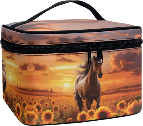 Vista 14 de doginthehole Bolsa de maquillaje, bolsa de cosméticos de viaje, bolsa de aseo portátil grande, organizador de accesorios para mujeres y niñas