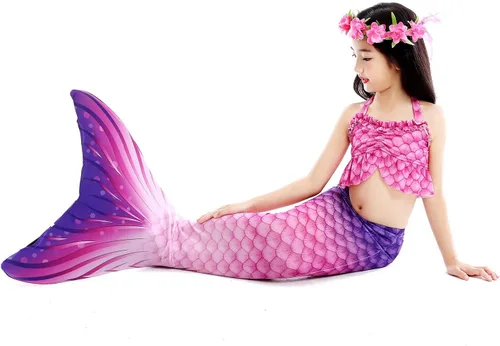 Vista 4 de Kakawayi traje de baño de 3 piezas, diseño de cola de sirena, para niñas