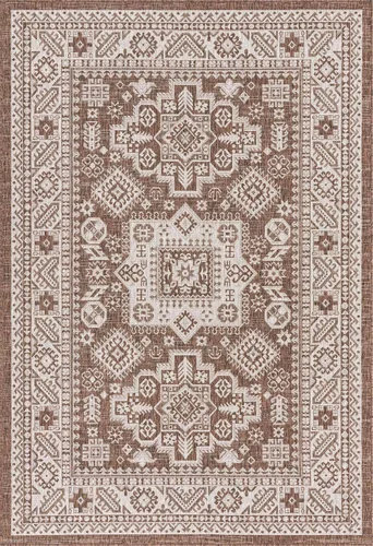 Vista 95 de Unique Loom Outdoor Aztec Collection Alfombra de área, Chalca (5 pies 3 pulgadas, octágono, aguamarina/marfil)