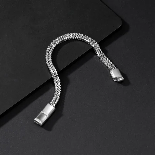 Vista 4 de Pulseras para hombre de acero inoxidable, con cierre magnético, cadena franco