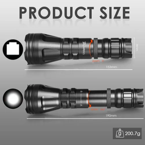 Vista 3 de UniqueFire Linterna iluminadora infrarroja LED de 5 W, 850 nm/940 nm, para visión nocturna, lente Fresnel de 1.732 pulgadas, luz iluminadora de caza