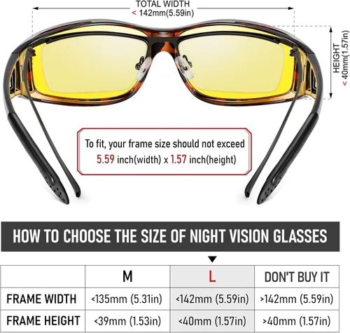 Vista 45 de Night Vision Driving Glasses for Men & Women - Polarized Anti Glare Fit Overs with Wrap-Around HD Yellow Lens