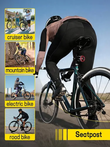 Vista 6 de Luz trasera de bicicleta de brillo variable, luz trasera de bicicleta con detección de freno, 800 mAh USB-C recargable, 4 modos de iluminación, IPX6