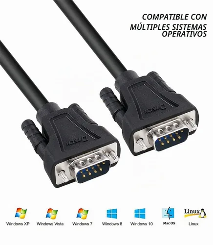 Vista 5 de DTech DB9 a DB9 RS232 Cable serie macho a macho cable de módem nulo cruzado línea TX/RX para comunicación de datos (6 pies, negro)