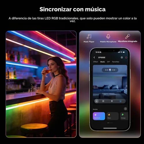 Vista 4 de MIWISE Tira de luces LED COB USB de 5 V, tira LED RGB inteligente IC con control de aplicación, sincronización de música direccionable por
