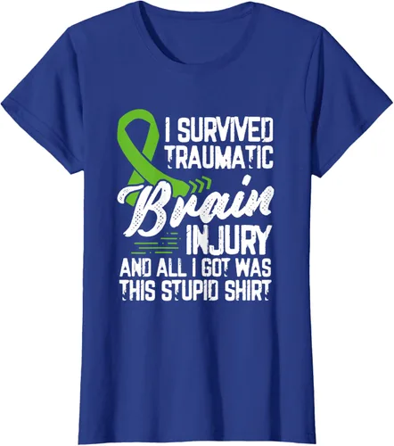 Vista 38 de Camiseta traumática con cinta verde para concienciación de lesiones cerebrales traumáticas I survived TBI, Negro, S