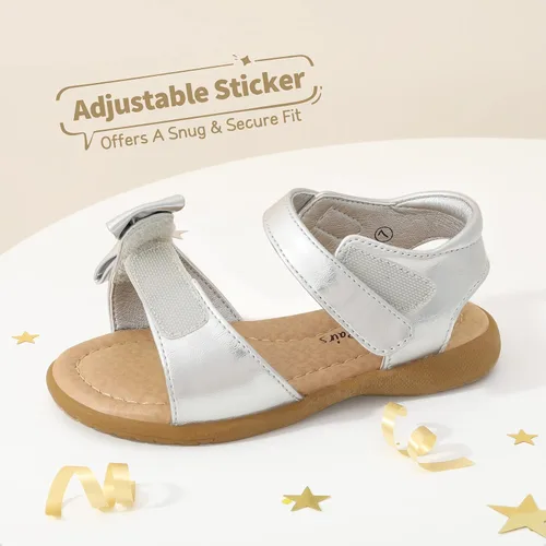 Vista 2 de DREAM PAIRS Sandalias de verano con lazo de moda para niñas pequeñas