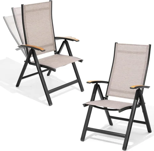 Vista 13 de Crestlive Products Juego de 2 sillas plegables para patio, sillas Negro