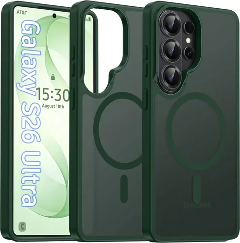 Vista 86 de Oterkin Funda magnética para Samsung Galaxy A17 mate, funda de teléfono A17 compatible con MagSafe esmerilada, translúcida, a prueba de golpes Negro