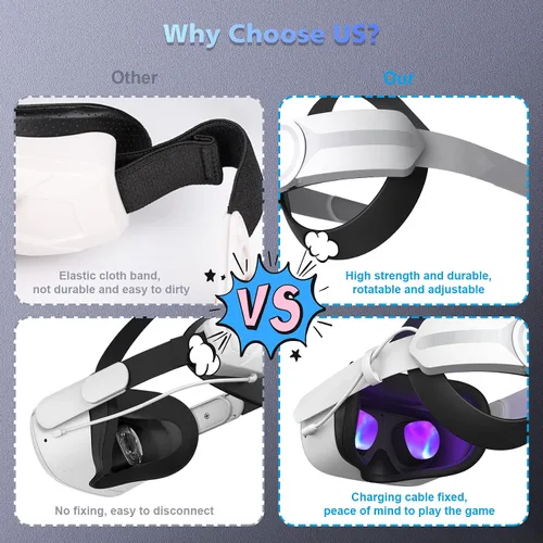 Vista 7 de Head Strap with Battery Pack for Oculus Quest 2 APZDY 5000mAh Fast Charging VR PowerLightweight with Adjustable Elite Strap for Enhanced Comfort and