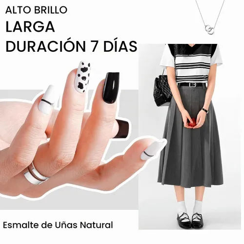 Vista 3 de GELLEN Juego de Esmalte de Uñas en 4 Colores Negro, Blanco, Gris & Base y Capa Superior, Esmalte de Uñas de Tendencia Otoño/Invierno Negro, Blanco
