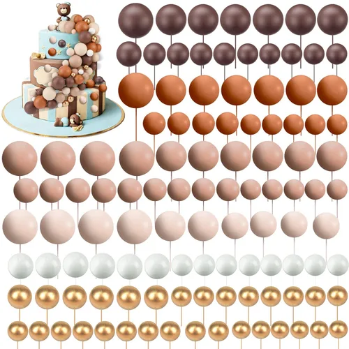Vista 9 de Maitys 216 piezas de bolas para decoración de tartas, mini globos de espuma en forma de bola, para decoración de pastel para baby shower, fiesta