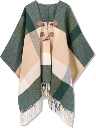 Vista 94 de Moss Rose Chal de viaje para mujer, capa tipo poncho de frente abierto para otoño e invierno