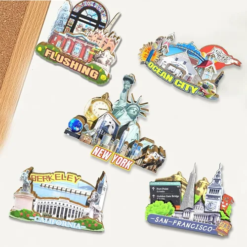 Vista 4 de Imán de nevera con imán de Nueva York de Estados Unidos, 3D, monumentos de madera, viajes, coleccionables, recuerdos, decoración hecha a mano