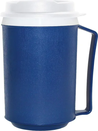 Vista 9 de Rehabilitation Advantage Taza azul aislada con tapa de snorkel blanca, sin
