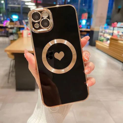 Vista 2 de Funda magnética para iPhone 11 Pro Max, lindo corazón de amor, compatible con MagSafe, borde chapado de lujo, ajuste delgado, a prueba de golpes