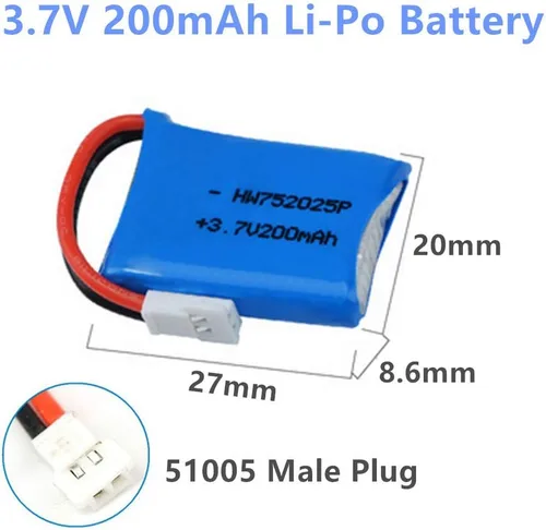 Vista 2 de CBB Batería Li-Po de 3.7V 200mAh Paquete de 4 para RC Drone con cargador inteligente 5 en 1