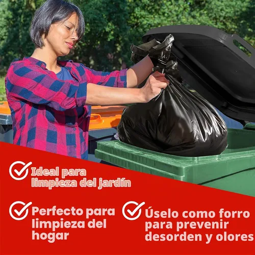 Vista 4 de Bolsas de basura de 65 galones para cubo, color negro, 50 bolsas por caja