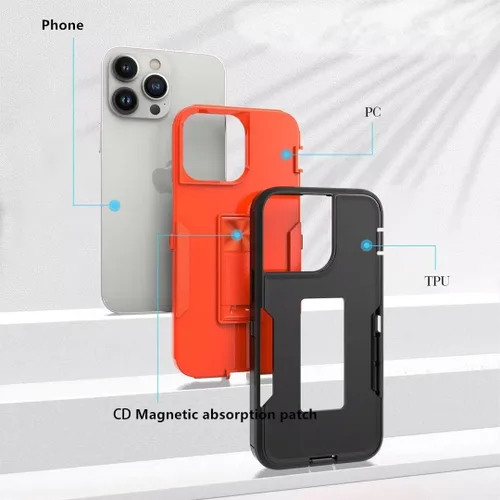 Vista 6 de Funda para Galaxy A32 5G, Galaxy A32 5G, TPU de grado militar + PC [soporte incorporado] Funda de diseño de doble capa, funda magnética de Negro