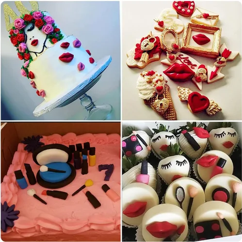 Vista 9 de ZiXiang Moldes de silicona con temática de maquillaje, moldes para fondant, para el día de San Valentín, beso labial, lápiz labial, perfume