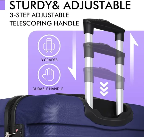 Vista 8 de AnyZip Maleta ligera de policarbonato ABS con 4 ruedas universales TSA Lock Azul oscuro