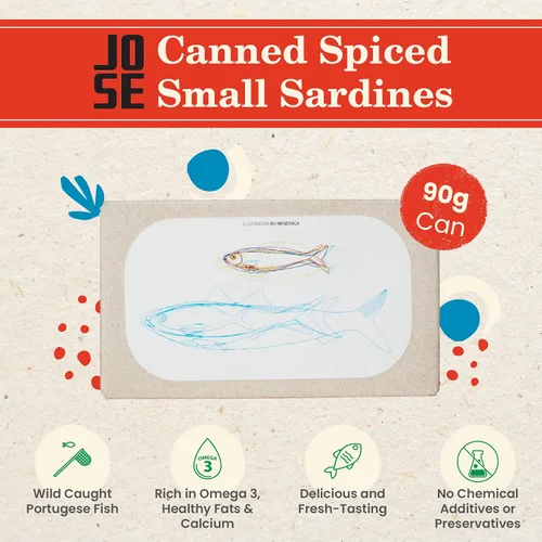 Vista 3 de Jose Gourmet Sardinas pequeñas especiadas, 3.17 oz