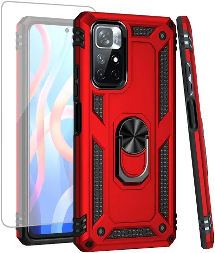 Vista 7 de Funda para Redmi Note 11 4G/para Redmi Note 11S 2201117TY con protector de pantalla de vidrio templado, [grado militar] Soporte magnético