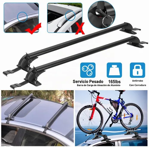Vista 5 de Barras transversales universales para techo, barras transversales de aluminio de 43 pulgadas con bloqueo antirrobo, marco de ventana ajustable