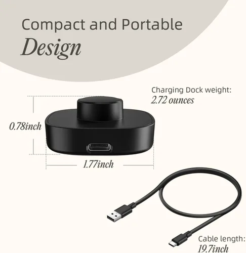 Vista 5 de Compatible with Aura-Ring Gen3 Charger Size 6, Fast and Safe Charging Dock with USB-C Cable, Travel-Friendly Design for Smart Ring (Black)
