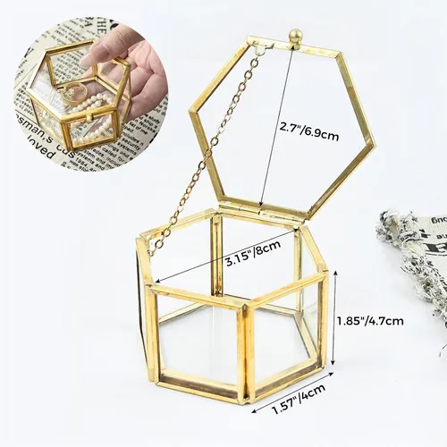Vista 2 de Joyero de cristal de la vendimia, organizador geométrico de la joyería