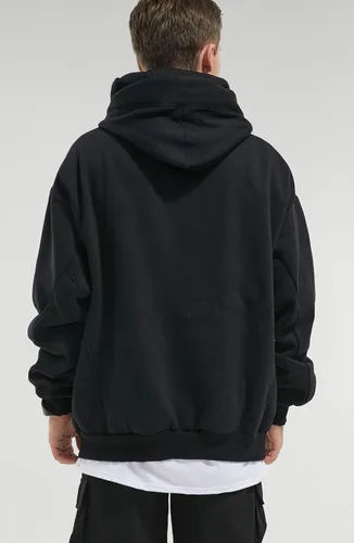 Vista 3 de Sudaderas con capucha de forro polar para hombre, sudaderas con cuello vuelto, sudaderas casuales para otoño e invierno, ajuste holgado con bordado