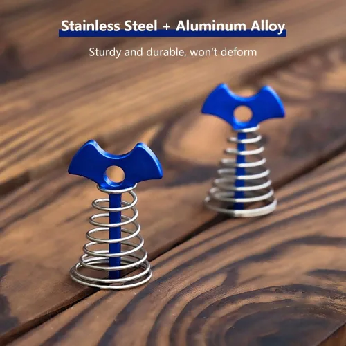 Vista 4 de Fishbone - Estacas de anclaje para cubierta con mosquetones, estacas de aluminio para tienda de campaña con hebilla de resorte, resistente al viento