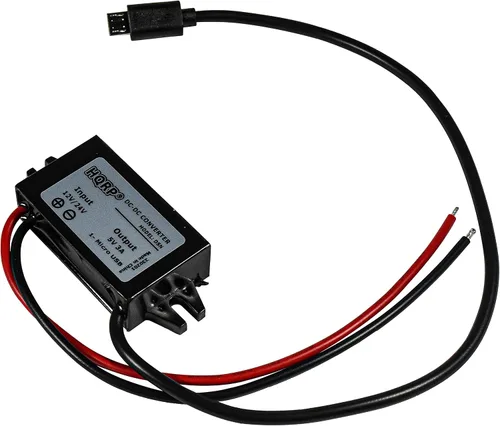Vista 5 de HQRP Convertidor reductor DC-DC de 12/24V a 5V 3A 15W con conector micro USB macho adaptador de fuente de alimentación compatible con teclado Ring