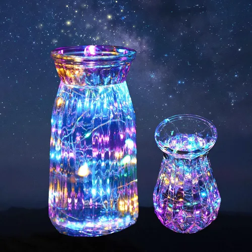 Vista 6 de Mandiq Paquete de 4 Luces de Hadas que Funcionan con Pilas, Cadena de Luces 10 pies 30 LEDs, Modo de Luz Intermitente y Constante, Mini Luces