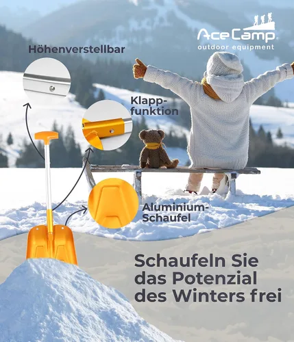 Vista 3 de AceCamp - Pala de nieve portátil telescópica y ligera, de aluminio, plegable