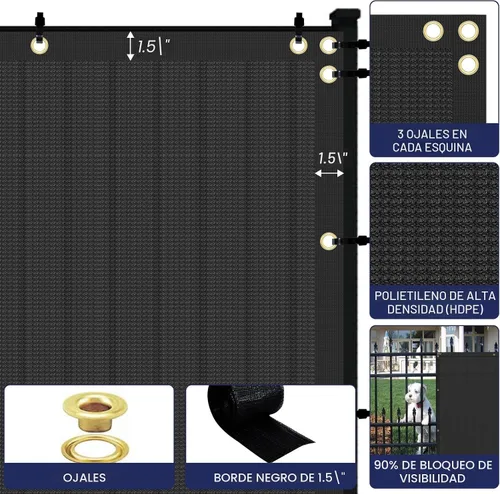 Vista 4 de Windscreen4less - Pantalla de privacidad para valla de 6 x 20 pies, resistente; tela de malla para valla de protección contra viento, cubierta Negro