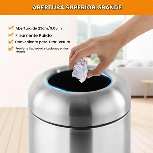 Vista 5 de BEAMNOVA Bote de basura abierto de 16.5 galones con tapa, acero inoxidable Metálico