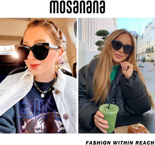 Vista 2 de mosanana Gafas de sol de gran tamaño con ojo de gato para mujer, estilo moderno