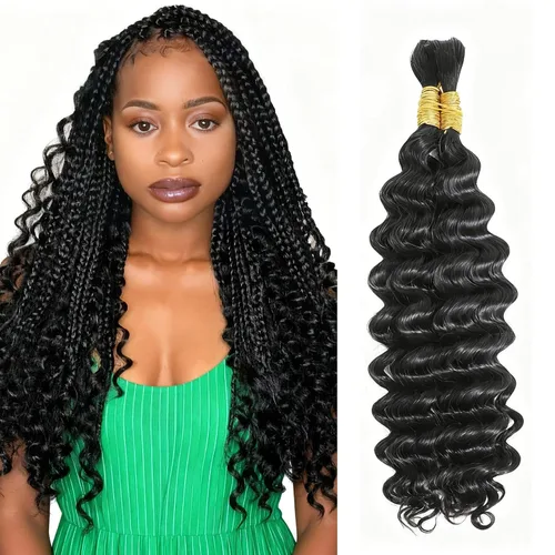 Vista 23 de Cabello humano bohemio, cabello trenzado, 16 pulgadas, 3.53 onzas #1B