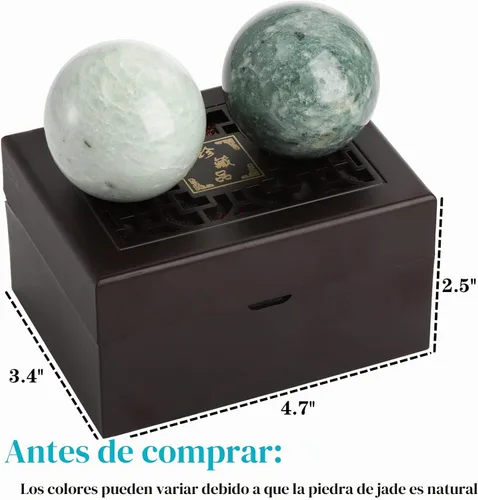 Vista 5 de Lyellfe Juego de 4 bolas Baoding de piedra de mármol, bolas de meditación de 2 pulgadas con caja, pelota de masaje de ejercicio de salud china