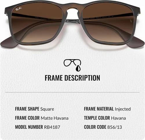 Vista 3 de Ray-Ban RB4187 CHRIS Square Shaped Sunglasses for Men & Women with Official RAYBAN Eyewear Kit