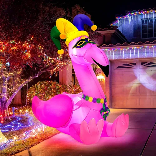 Vista 9 de Shappy - Decoración inflable gigante de Navidad de 1.49 m con tortuga con gorro de Papá Noel, decoración inflable con luces LED de Navidad