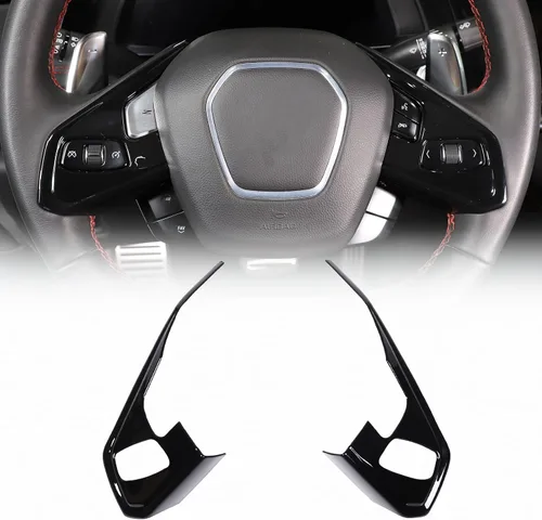 Vista 12 de Funda de marco de botón para volante compatible con Chevrolet Corvette C8 2020-2023, marco de protección de panel de volante de automóvil