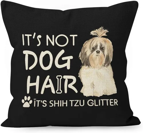Vista 5 de Divertida funda de almohada de lino y algodón con frase "It's Not Dog Hair" con purpurina y frase "It's Not Dog Hair", regalos de Welsh Terrier