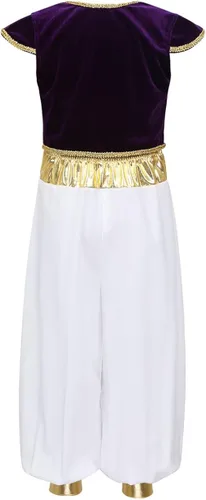 Vista 2 de MSemis Disfraz de príncipe árabe, de Halloween, chaleco de manga casquillo, con pantalones de harén con cinturón