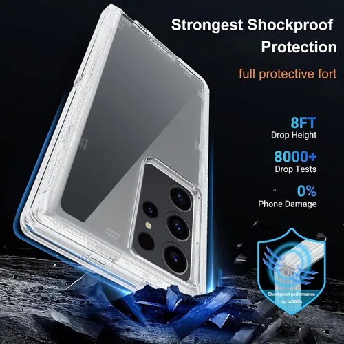 Vista 2 de Funda ultra transparente para Samsung Galaxy S23 con 2 protectores de pantalla, resistente a prueba de golpes, protección contra caídas, carcasa