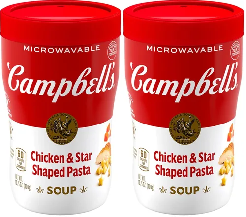 Vista 8 de Campbell's Sopa para sorber, sopa de pollo con pasta en forma de estrella, taza para microondas de 10.75 oz
