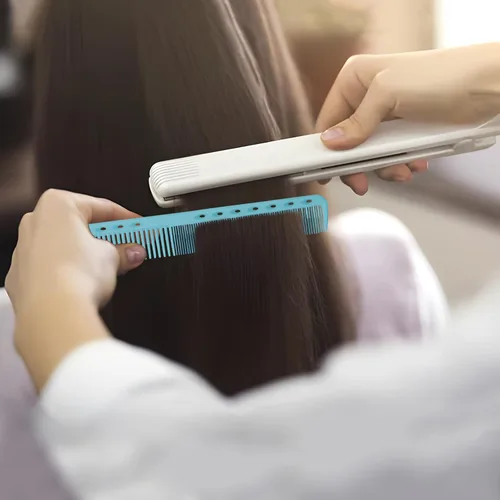 Vista 3 de Juego de 3 peines de peluquería de fibra de carbono para hombres y mujeres, peine de corte fino (rosa, azul, morado)